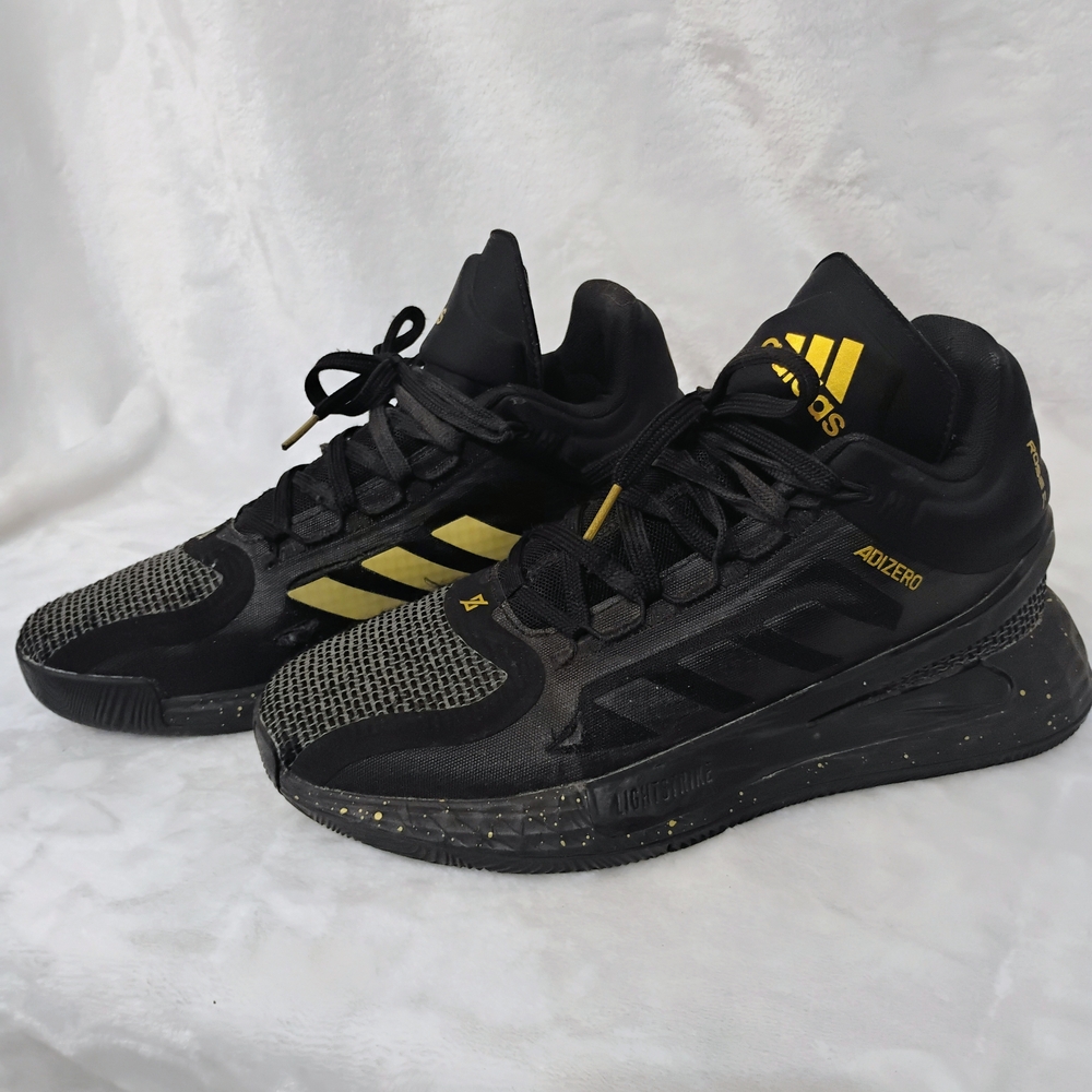 Adidas D Rose 11 Black‎ Gold Metallic Mens Size 7 Shoes Sneakers Athletic Stripe